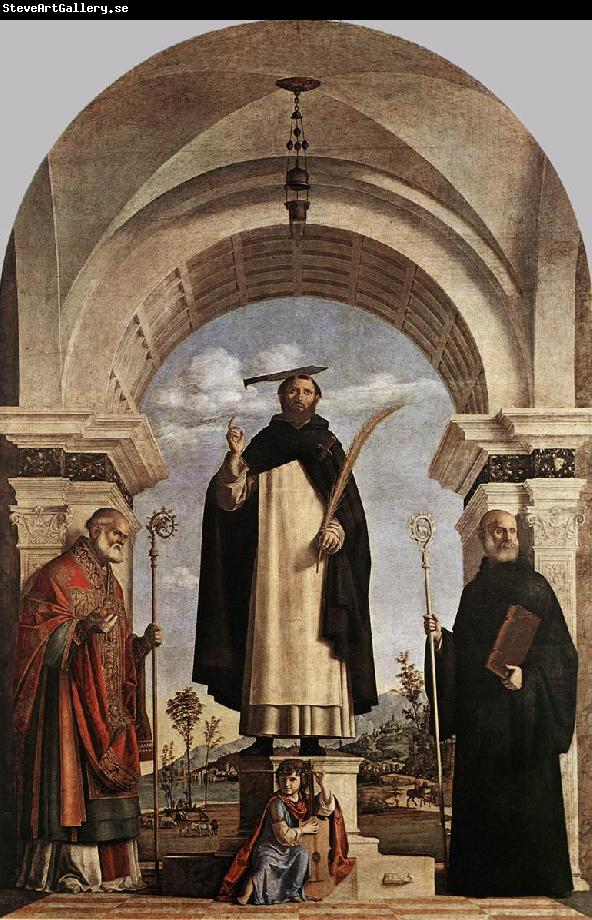 CIMA da Conegliano St Peter Martyr with St Nicholas of Bari, St Benedict and an Angel Musician dfg